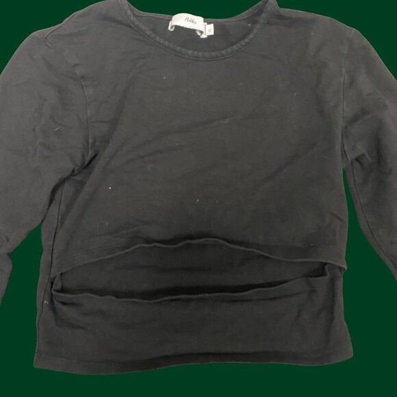 🖤 Adika Black Cut-Out Long Sleeve Crop Top – Size S - Picture 3 of 7